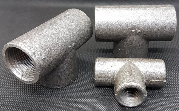 1/8", Werkstoff: Stahl schwarz S235, T-Stück / Gewinde T-Stück / Fitting