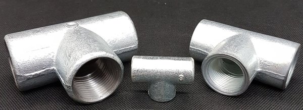 1/8", Werkstoff: Stahl verzinkt S235, T-Stück / Gewinde T-Stück / Fitting
